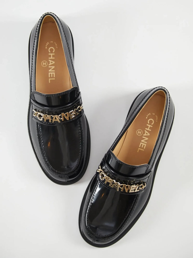 Chanel Shiny Patent Calfskin Loafers GHW (Black)