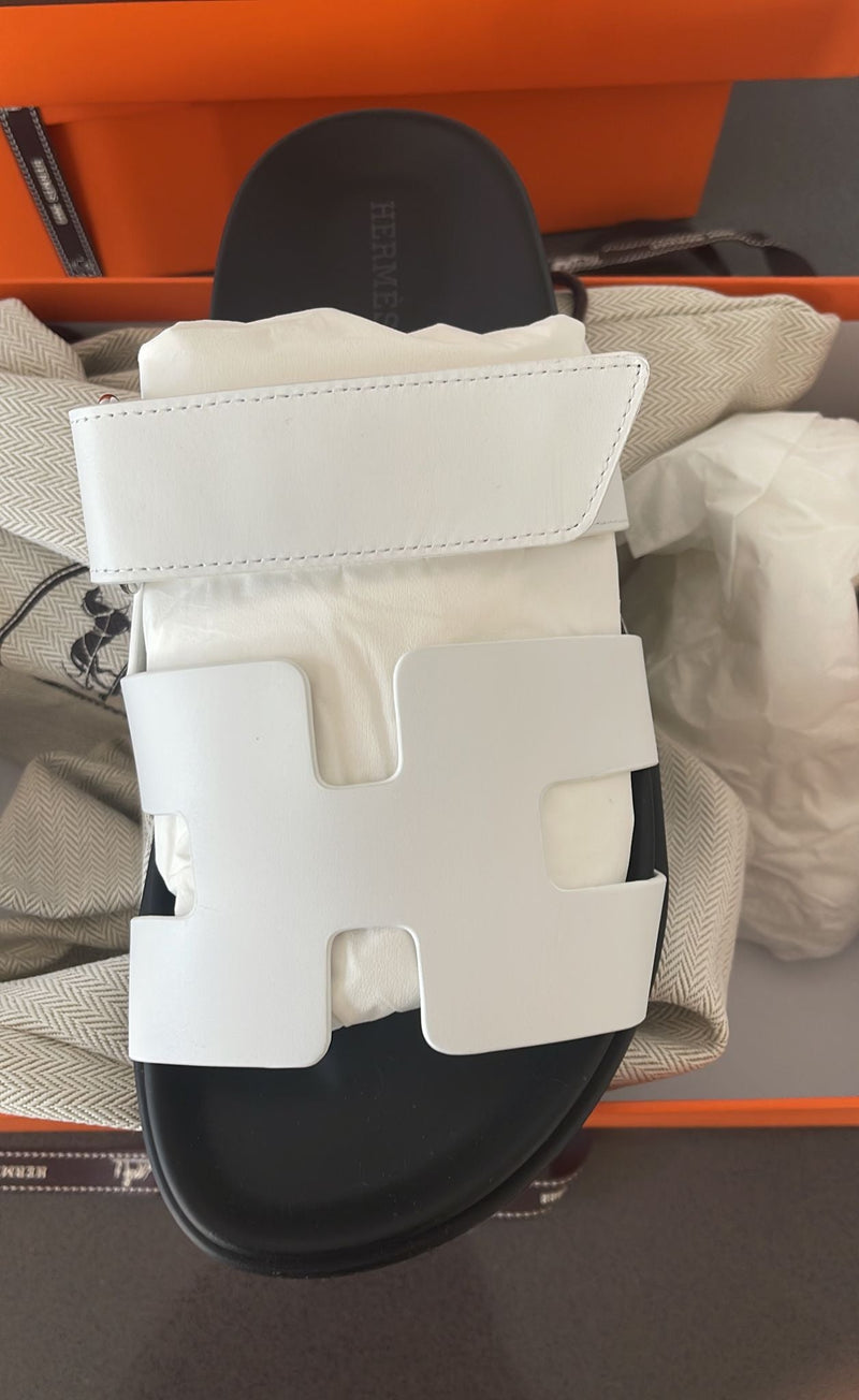 Hermès Chypre Sandals (White/Black)