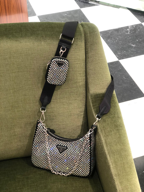 Prada Re-Edition 2005 Crystal Embellished Cross Body Bag