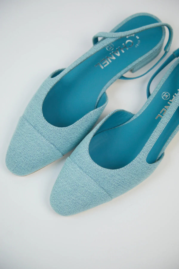 Chanel Denim Slingback Mule (Blue)
