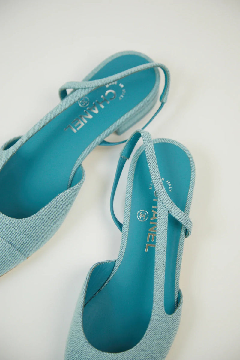 Chanel Denim Slingback Mule (Blue)