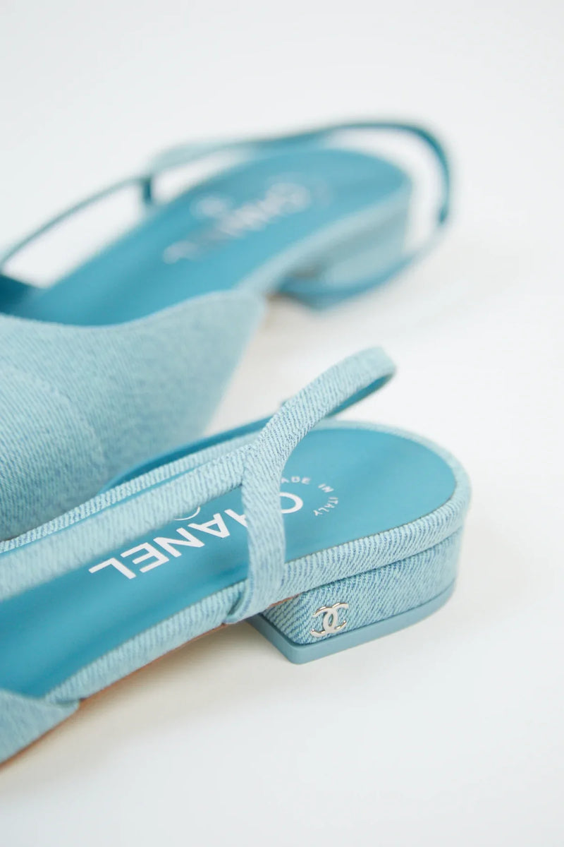 Chanel Denim Slingback Mule (Blue)