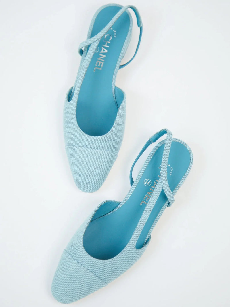 Chanel Denim Slingback Mule (Blue)