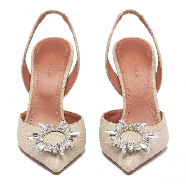 Amina Muaddi Begum Crystal Canvas Slingback Pumps