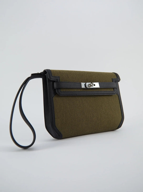 Hermès Kelly Depeches 25 Vert Militaire & Black PHW