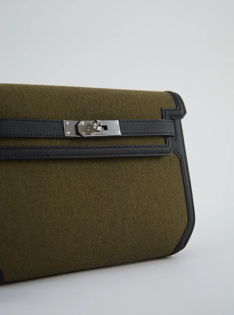 Hermès Kelly Depeches 25 Vert Militaire & Black PHW