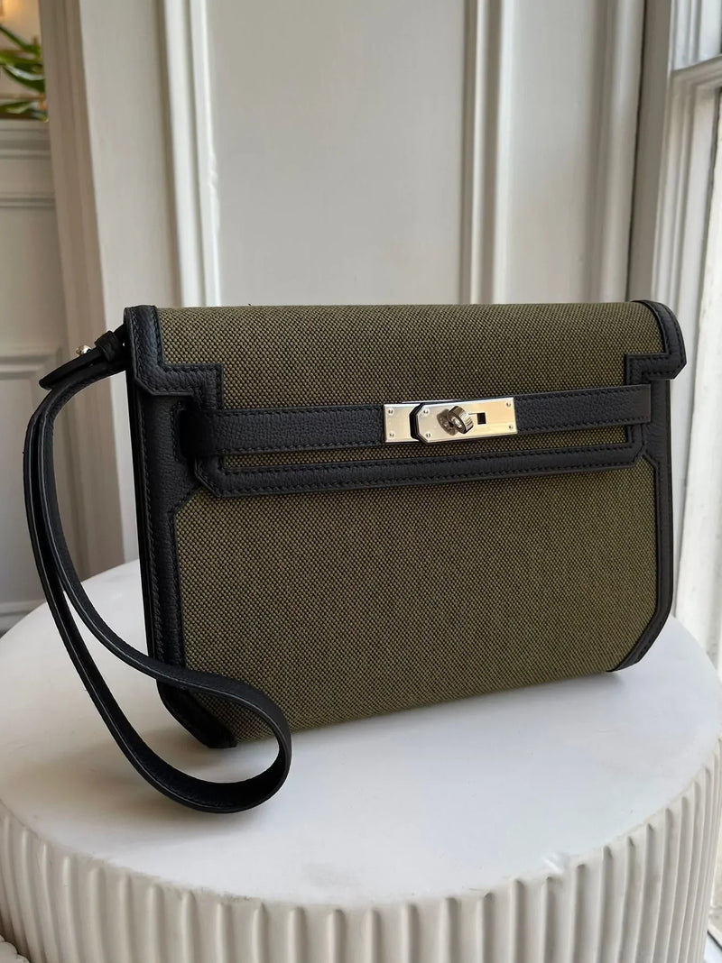 Hermès Kelly Depeches 25 Vert Militaire & Black PHW