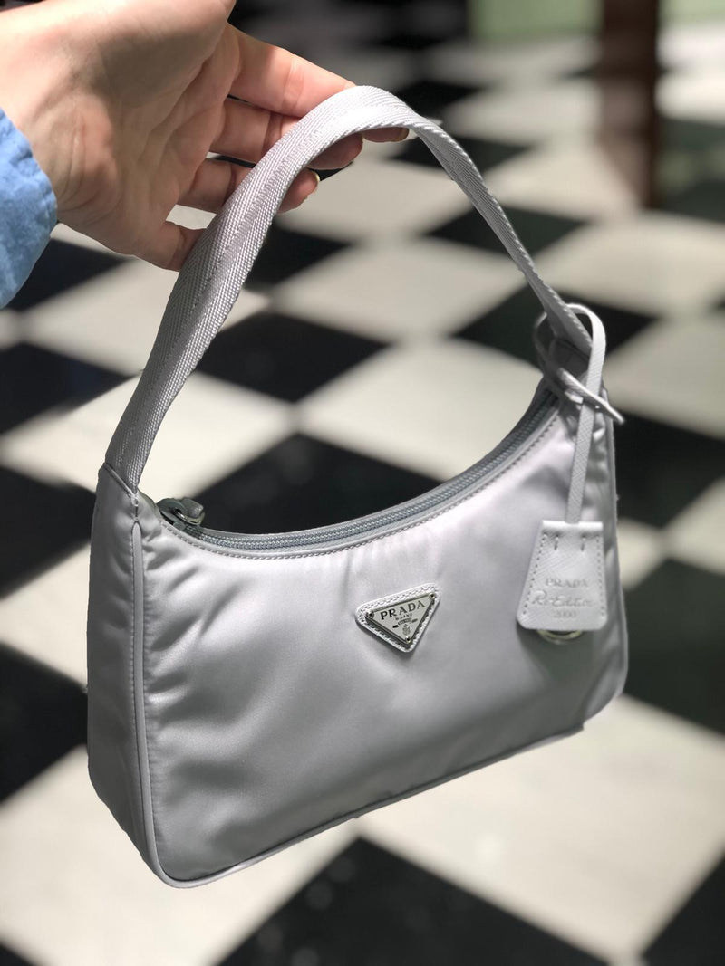 Prada Re-Edition 2000 Nylon Mini Bag (Grey/Light Blue)