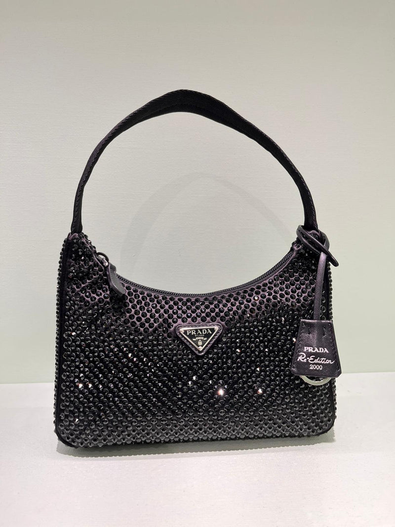 Prada Satin Bag With Crystals (Full Black)