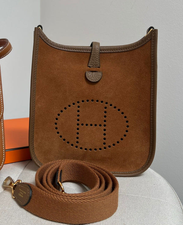 Hermès Mini Evelyne 16 Grizzy Clemence Chamois Alezan Gold GHW
