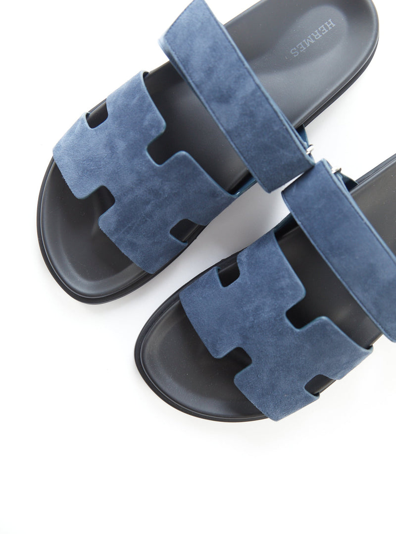 Hermès Chypre Suede Sandals (Blue)