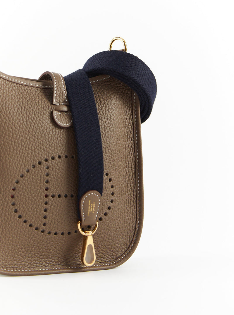 Hermès Mini Evelyne 16 Leather Bag Etoupe Clemence Gold Hardware