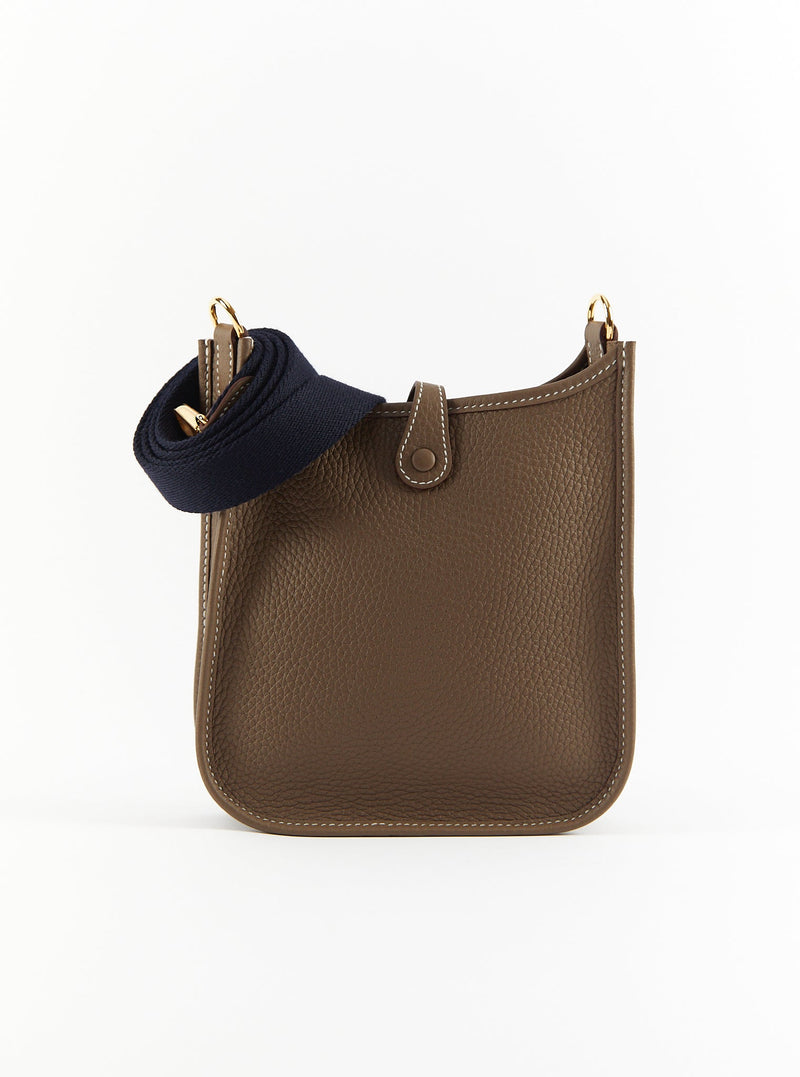 Hermès Mini Evelyne 16 Leather Bag Etoupe Clemence Gold Hardware