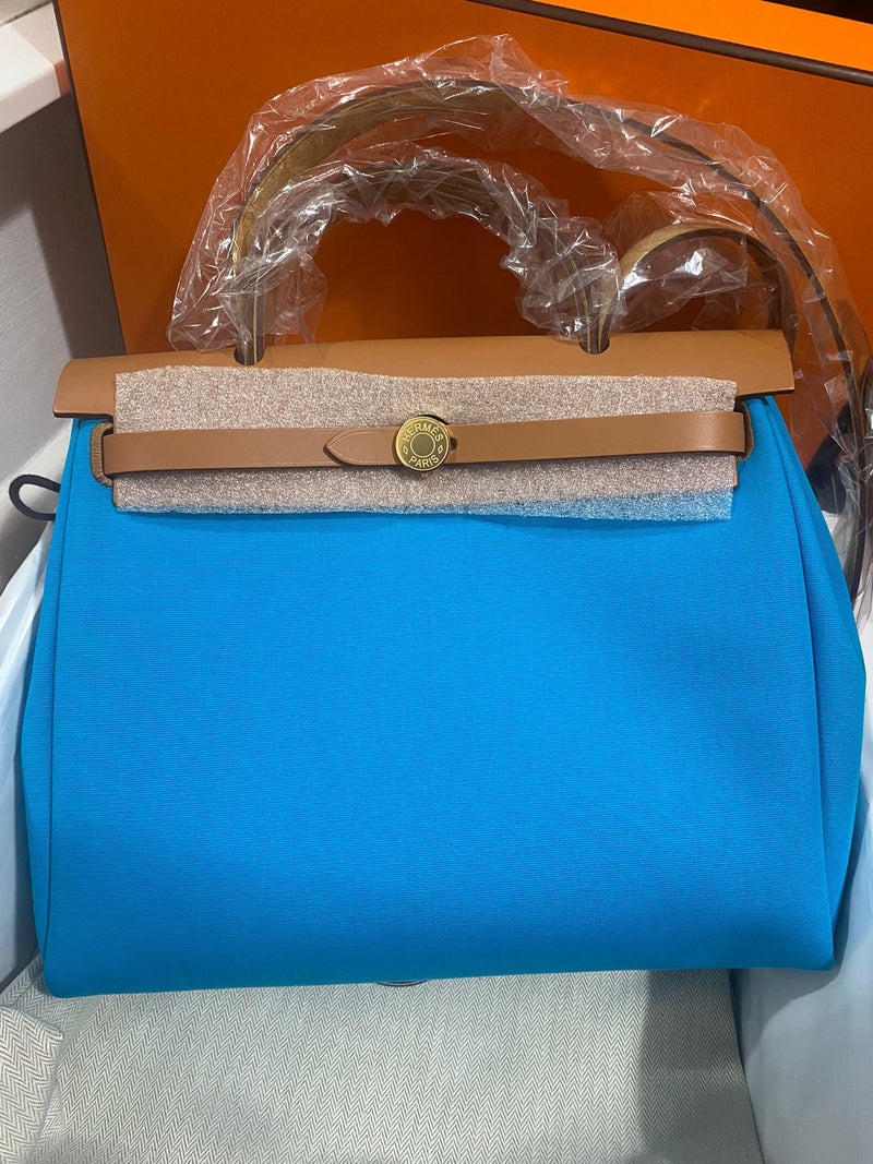 Hermès Herbag Zip 31 Bag Bleu Aztèque/Menthe/Nature GHW