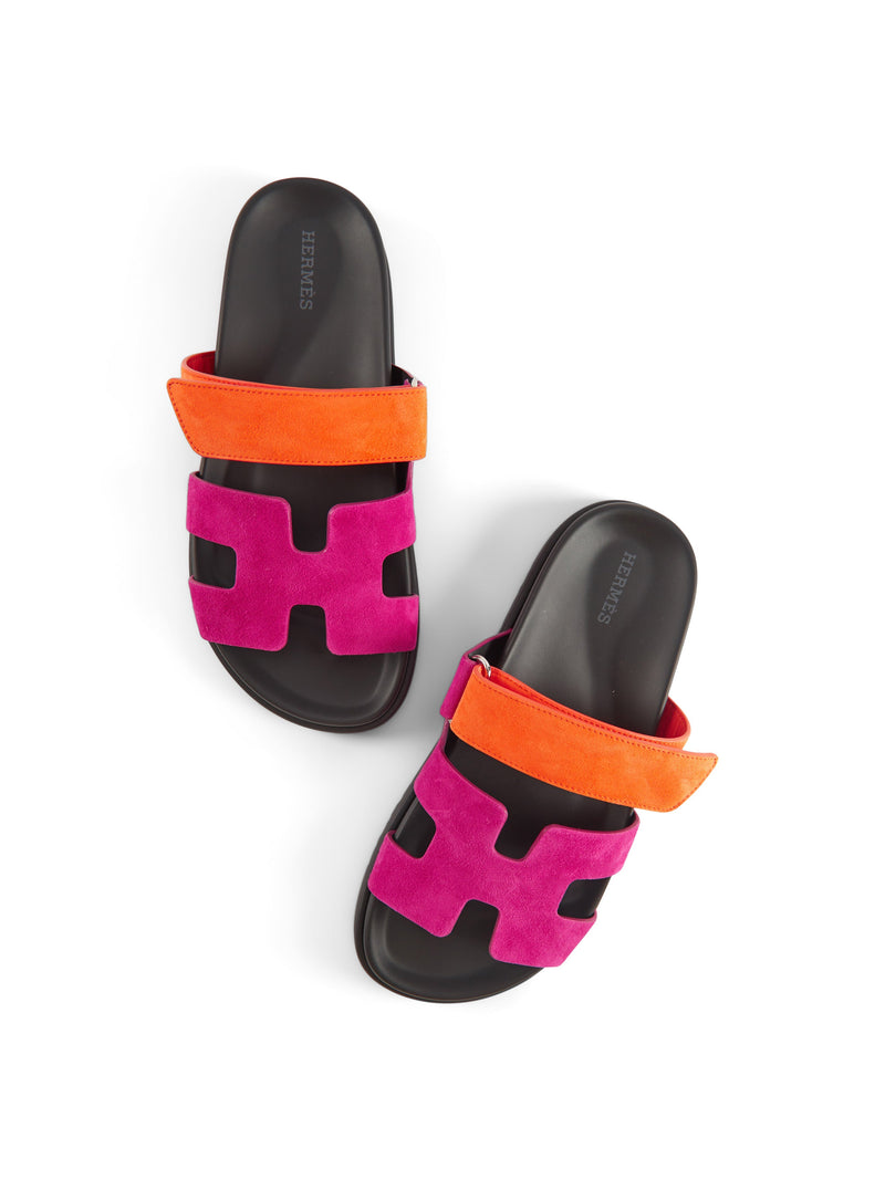 Hermès Chypre Sandals (Rose Chapas / Orange Synthétique)