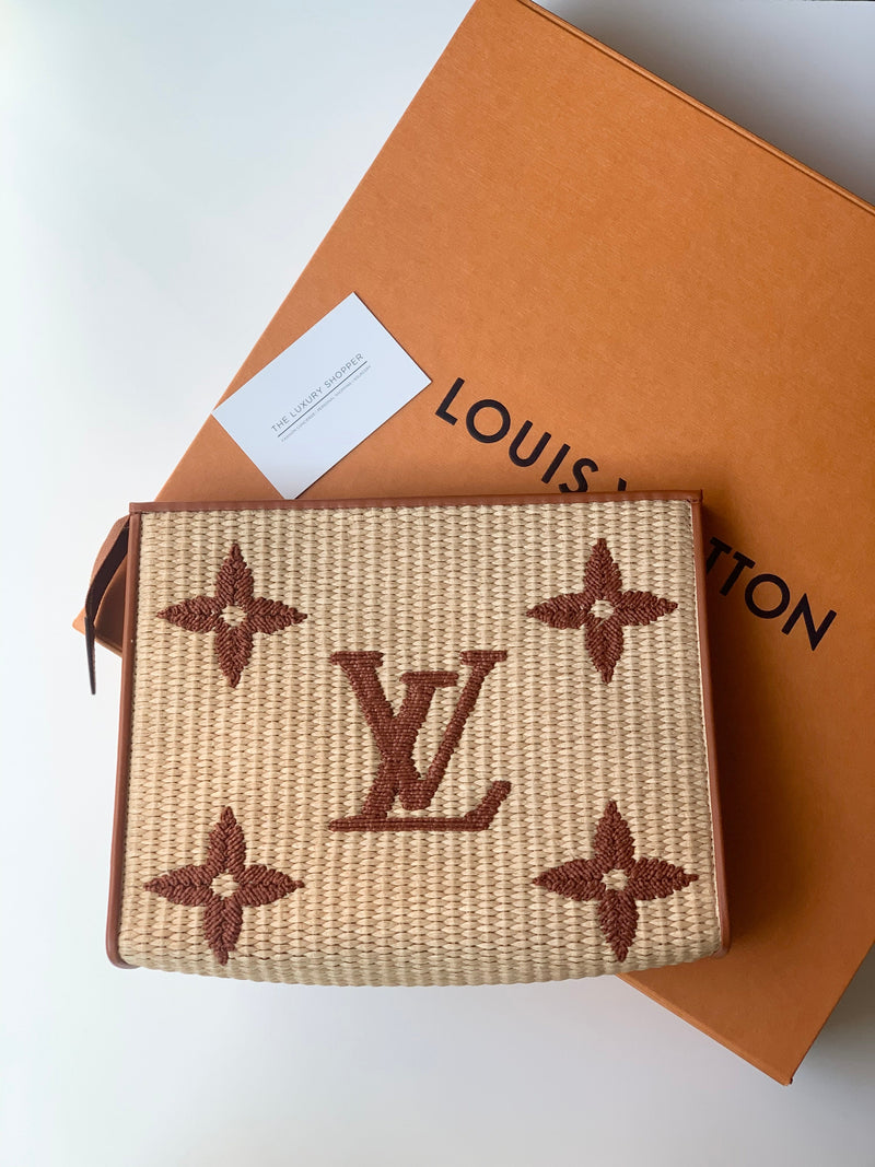 Louis Vuitton Woven Raffia Toiletry Pouch 26 Tan