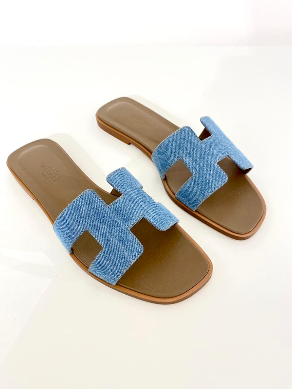 Hermès Oran Sandals Denim