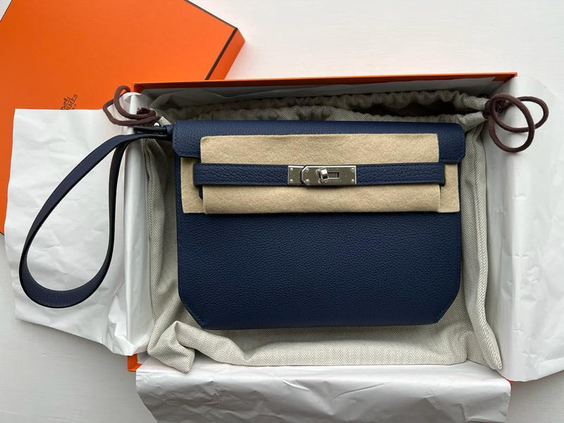 Hermès Kelly Depeches 25 Bleu Saphir Palladium Hardware
