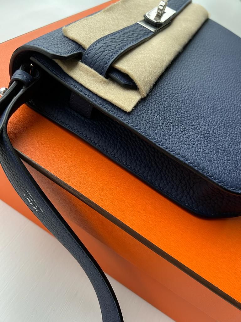 Hermès Kelly Depeches 25 Bleu Saphir Palladium Hardware