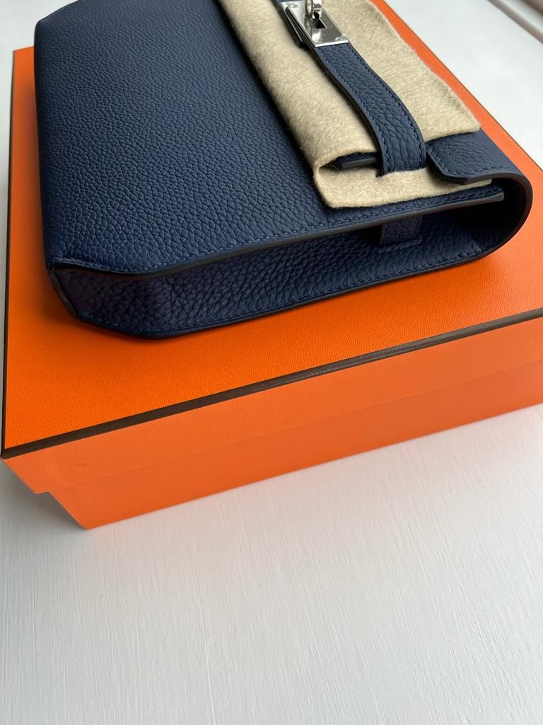Hermès Kelly Depeches 25 Bleu Saphir Palladium Hardware