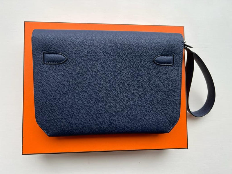 Hermès Kelly Depeches 25 Bleu Saphir Palladium Hardware