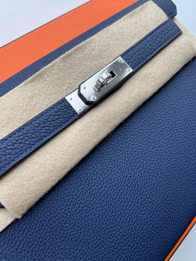 Hermès Kelly Depeches 25 Bleu Saphir Palladium Hardware