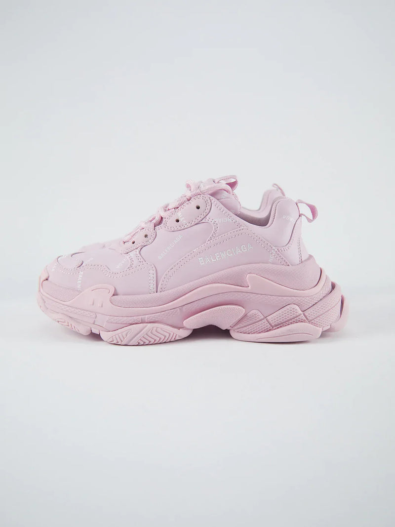 Balenciaga Logo Triple S Trainers (Pink)