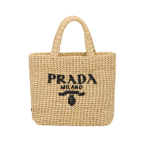 Prada Small Raffia Tote Bag (Tan)