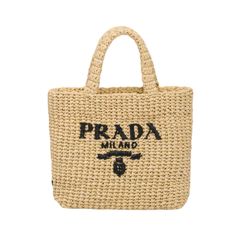 Prada Small Raffia Tote Bag (Tan)