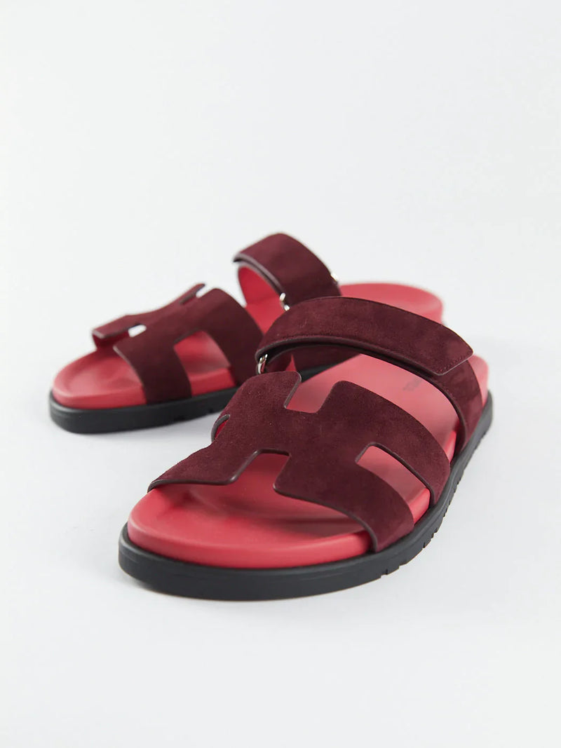 Hermès Chypre Sandals (Rouge Marsala)