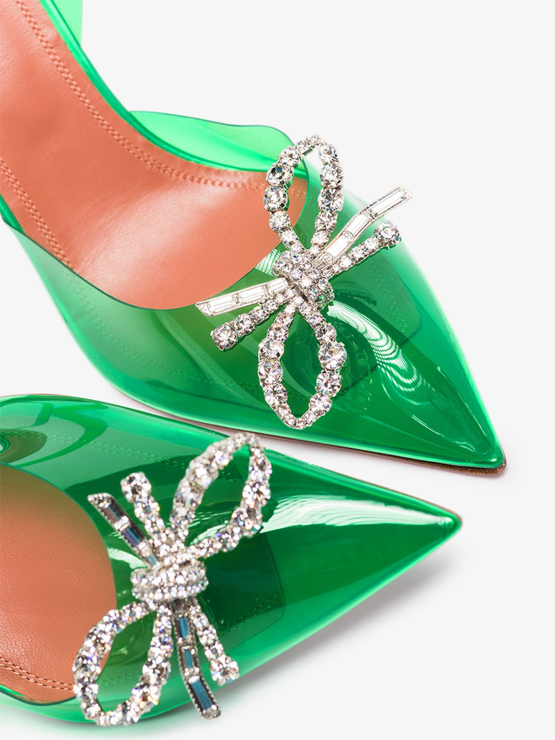 Amina Muaddi Rosie Green PVC Slingback Pumps
