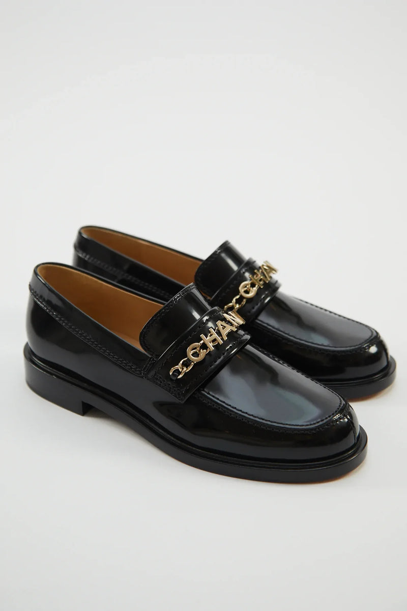 Chanel Shiny Patent Calfskin Loafers GHW (Black)