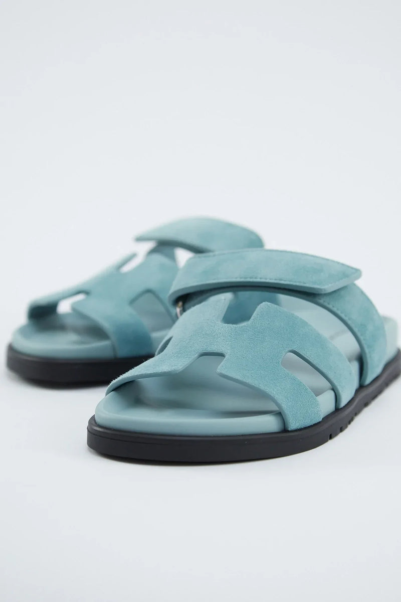 Hermès Chypre Sandals Suede (Vert D’eau)